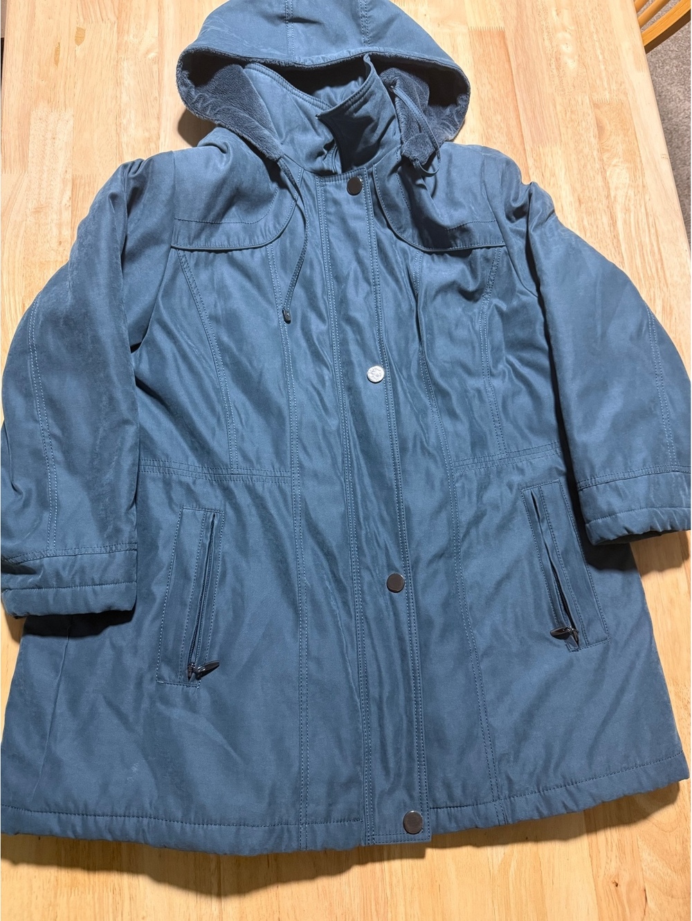 Croft & Barrow Women’s 1X Teal Blue Hooded Winter Coat